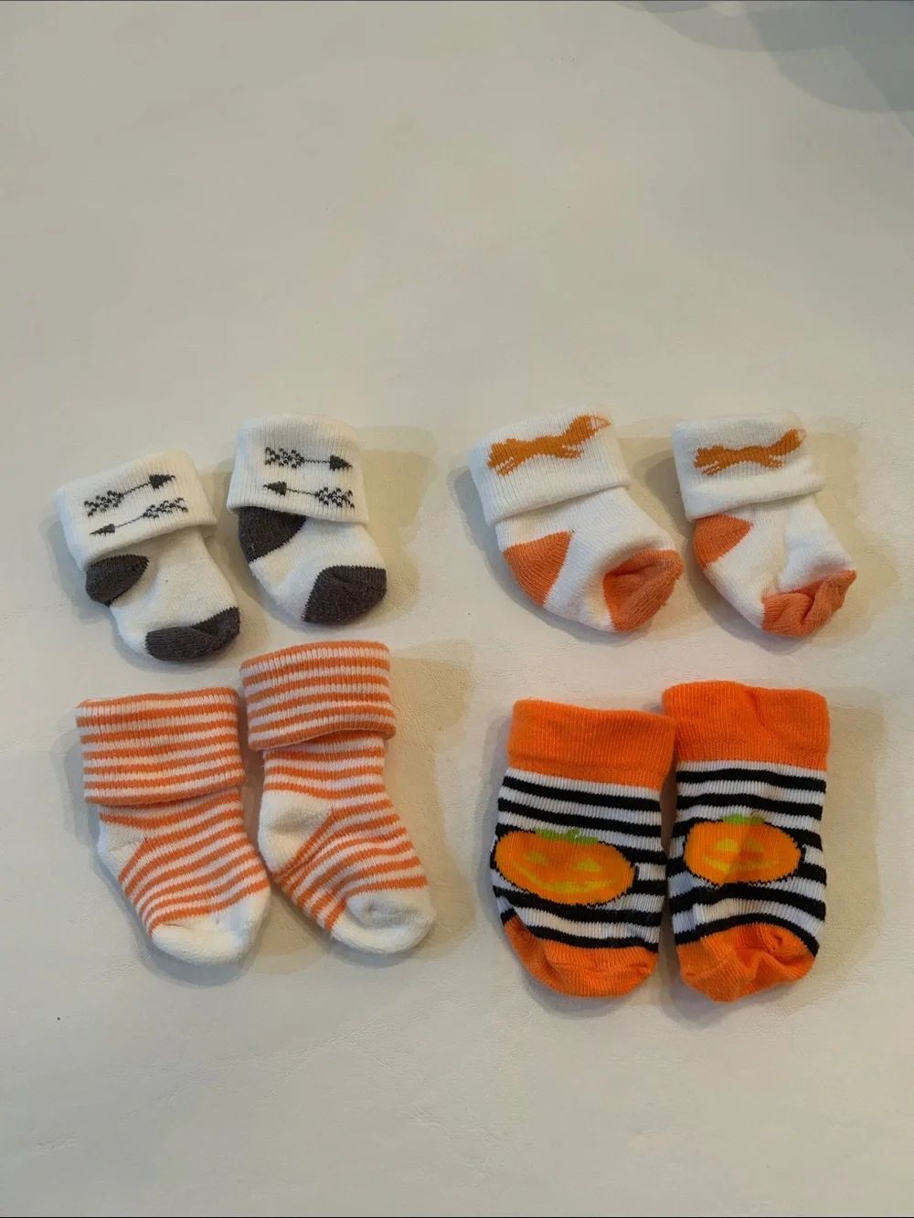 Orange & White Halloween Newborn Socks Bundle